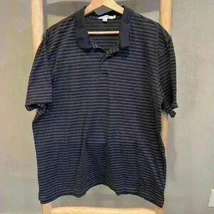 Calvin Klein size XL polo navy gray stripes Johnny collar